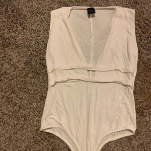 White low cut bodysuit